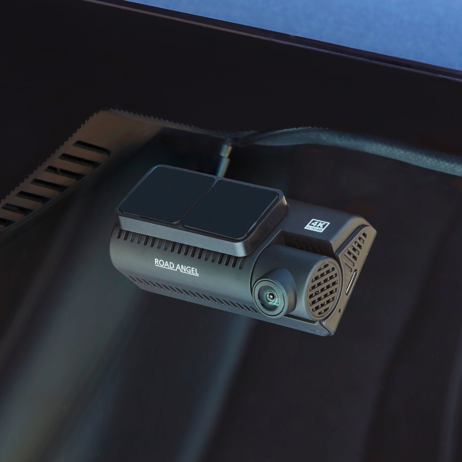 New- Road Angel Halo Play 4K Dual Dash Cam with 3.2" Screen & 64GB SD Card & Hardwiring Kit Bundle