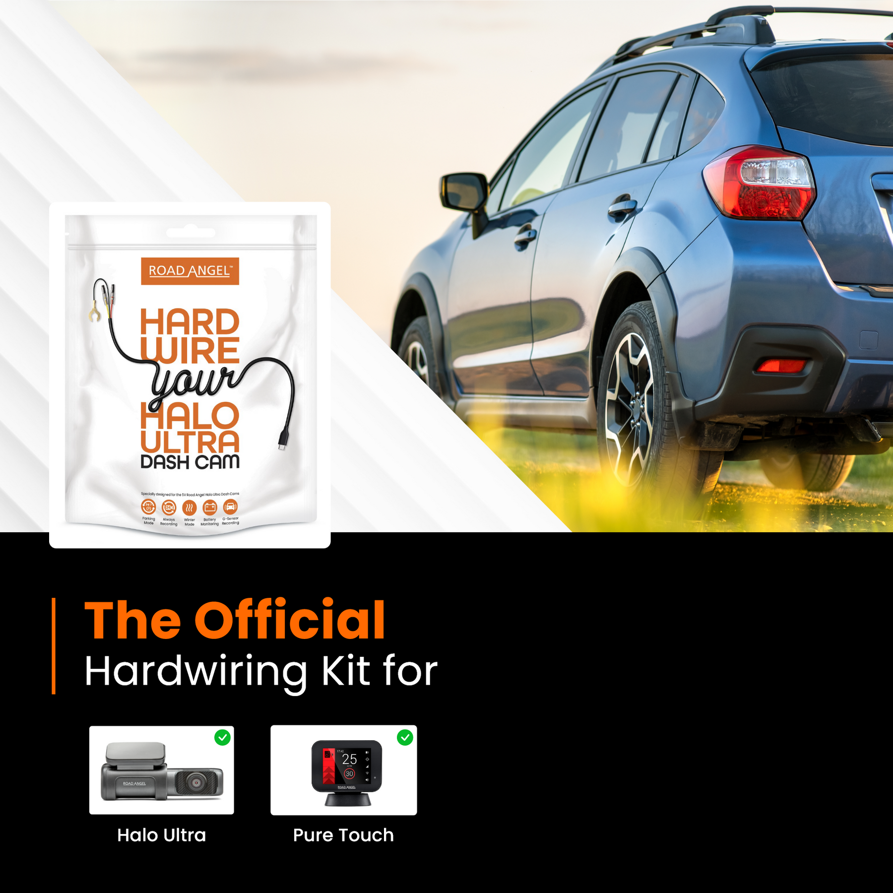 HWK5V-C - Road Angel Halo Dash Cam 5V- Type C Hardwiring Kit - for Halo Vision 2/View 2